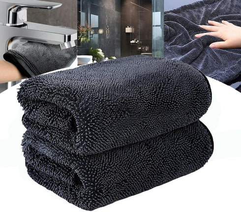 HYCIM Shiny Microfiber Wipes Bath Shower Cleaning Cloths, 1300gsm Super Absorbent Microfiber Bath