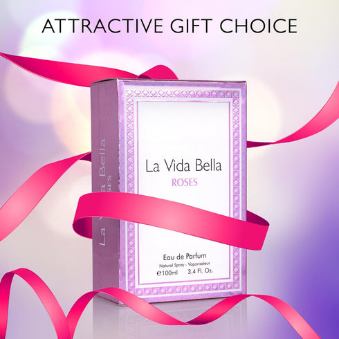 La Vida Bella Roses Eau De Parfum for Women - Floral Amber Fragrance, 100ml Bottle