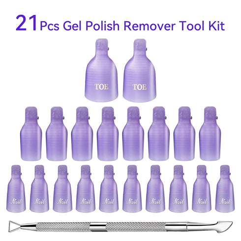 Makartt Nail Clips for Gel Polish Removal, 20 Pcs Plastic Reusable Finger and Toe Nail Soak Off Clips with Cuticle