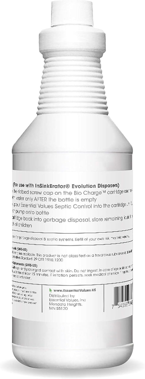 Essential Values 2X Refill Septic Treatment Solution for InSinkErator Septic Assist Bio Charge Models, Tank Cleaner