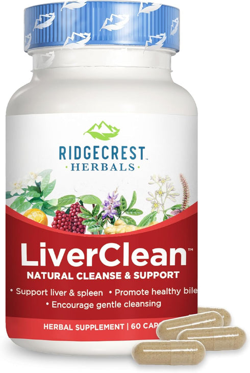 Ridgecrest Herbals LiverClean, Herbal Liver Support Supplement with Blessed Thistle and Dandelion, 60 Caps