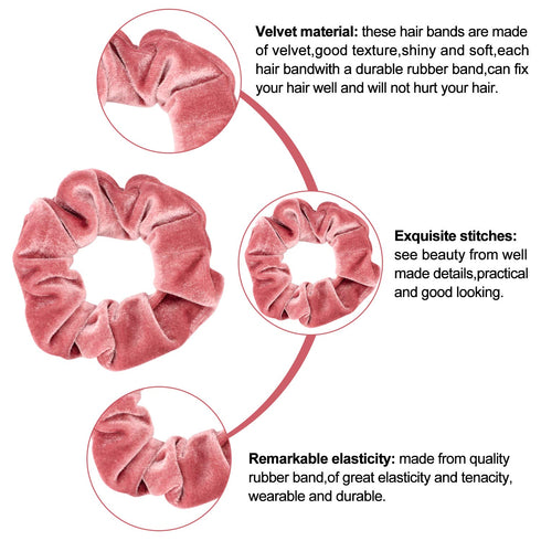 Whaline Velvet Hair Scrunchies, Hair Bobble Elastics, Soft Hair Ties for Girls, Women (20 Colors)