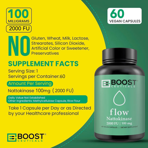 Nattokinase 2000 FU 100mg | 60 Vegan Capsules | Pure, Non-GMO Natural Blood Thinner & Flow Supplement