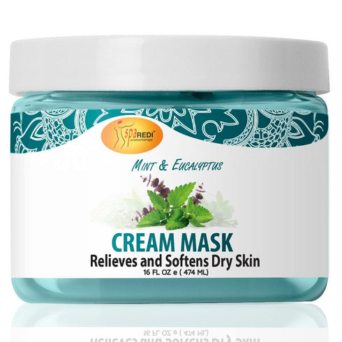 SPA REDI Body and Foot Cream Mask, Mint and Eucalyptus, 16 Oz, Hydrating Pedicure Massage for Tired Feet