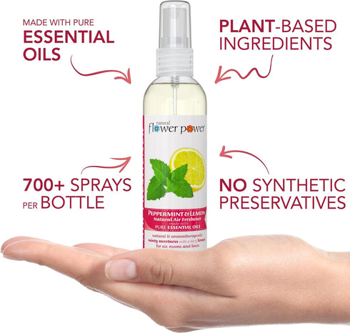 Air Freshener Spray | Variety Pack – Citrus & Spice + Peppermint & Lemon | 4 Fl Oz | Pack of 2 | Scented w/Pure Essential Oils | Plant-Based Room, Linen + Car Spray | Non-Aerosol
