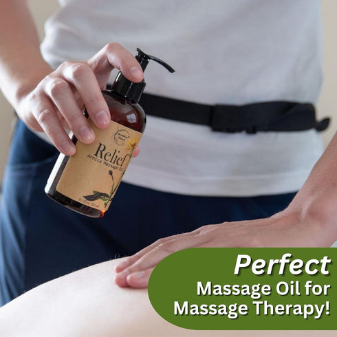Relief Arnica Massage Oil for Therapeutic Massage Therapy, All Natural with Arnica Montana & Lemongrass