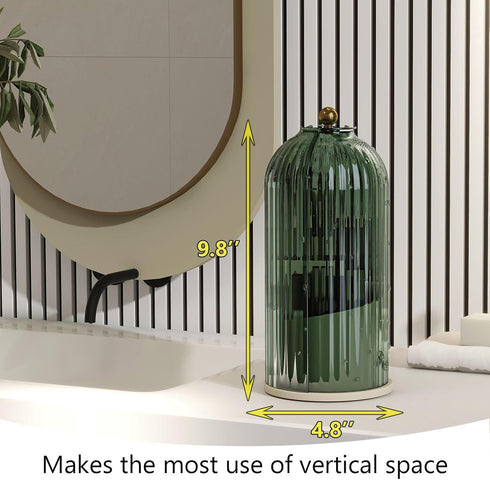 Makeup Brush Holder with Dustproof Cover, 360 Rotating Organizer for Vanity Bathroom (Green)