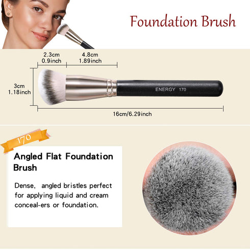 ENERGY Makeup Brushes - Professional Kabuki Foundation Brush and Concealer Brush Set with Travel Case