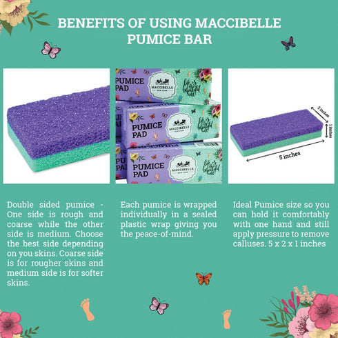 Maccibelle Foot Pumice and Scrubber for Feet and Heels, 3 Pack, Safely Eliminate Callus and Dead Skin