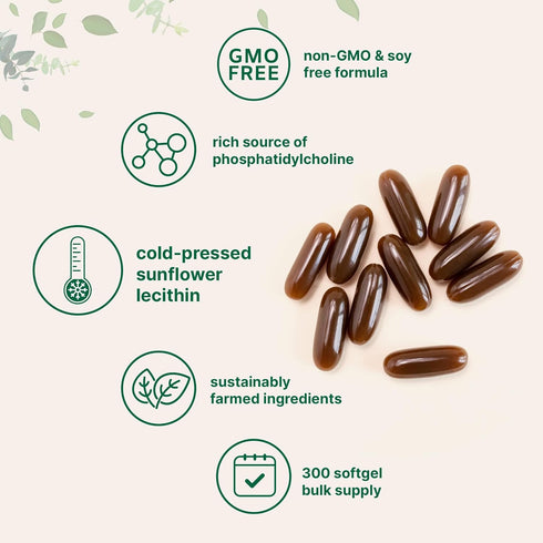 Micro Ingredients Sunflower Lecithin 1,600mg, 300 Softgels, Sustainably Farmed, Cold Pressed, Rich in Phosphatidyl
