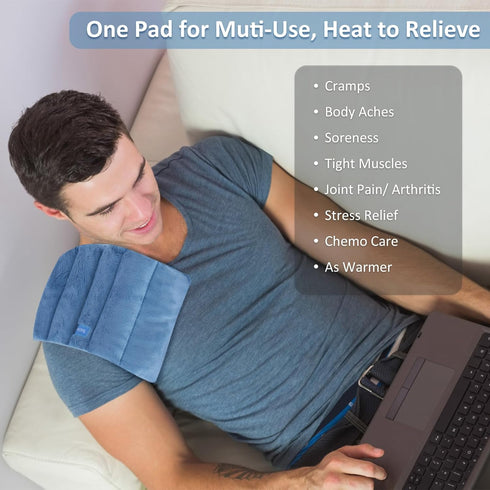 SuzziPad Microwave Heating Pad, 6.5x12” Reusable Moist for Cramps, Joint Pain Relief, Sore Muscle, Heat Pad (Blue)