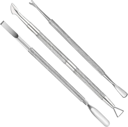 Nail Care Tool Set - Cuticle Pusher and Cutter, Stainless Steel Manicure, Gel Polish Remover, Pedicure Kit