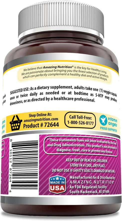 Amazing Formulas 5-HTP Supplement, 100 Mg Per Serving, Veggie Capsules, Non-GMO, Gluten Free, Made in USA (240 Count)