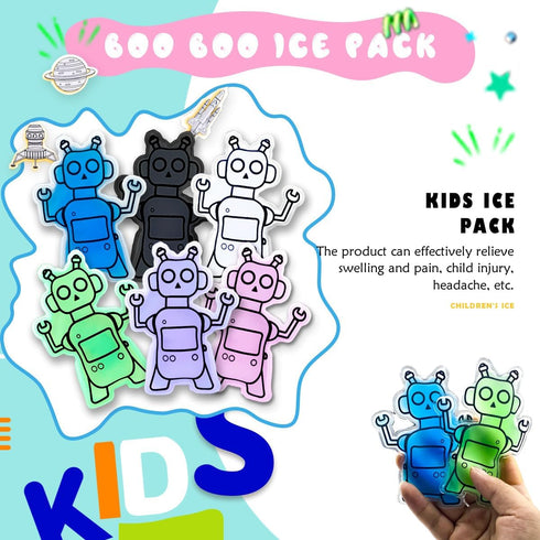 Boo Boo Ice Packs for Kids, Reusable Baby Ice Pack Gel Cooling Pad for Pain Relief, Tired Eyes (Set of 6)