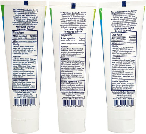 Tanner's Tasty Paste Variety (Vanilla, Chocolate & Orange) Anticavity Fluoride Children’s Toothpaste, Great Tasting Flavors. Safe & Effective for Kids (3-Pack)