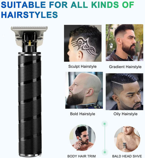 Ufree Hair Trimmer for Men, Cordless Beard Trimmer, Electric Razor, Hair Clippers, Zero Gapped T Blade Kit (Black)