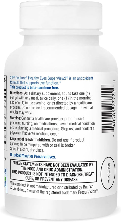 21st Century Healthy Eyes SuperView, 2 Softgels, 120 Count