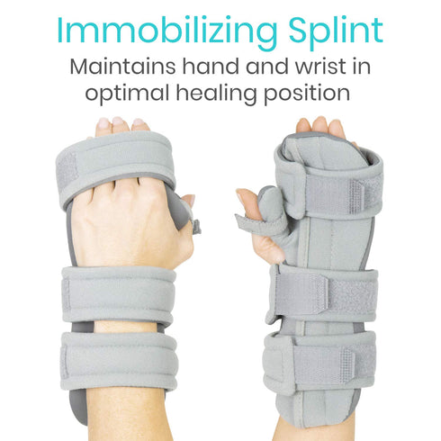 Vive Resting Hand Splint (Left) - Night Immobilizer Wrist Finger Brace with Rehab Video App for Arthritis (Large)