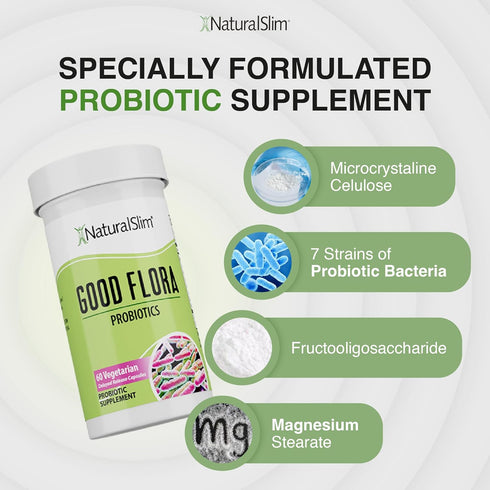 NaturalSlim Good Flora – Probiotics for Digestive Health, Intestinal Flora and Immune Support with Lactobacillus