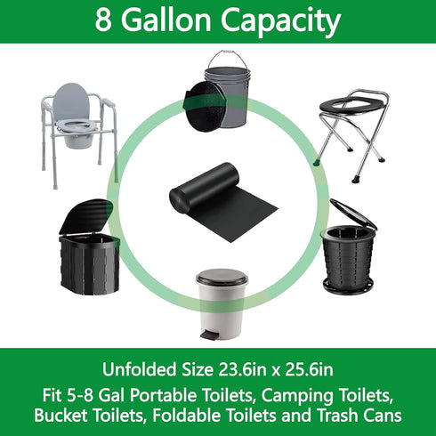 sskasl 8 1.3 5-8 Portable Toilet Bags - Camping Toilet Bags, Gallon, Heavy Duty Mil, For Gallon Portable Toilets
