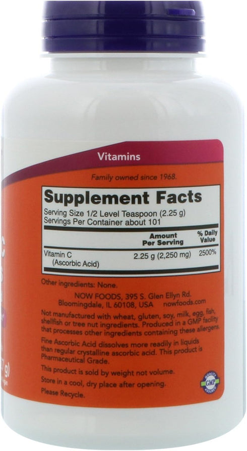 Now Foods Ascorbic Acid Fine Powder, 8oz (2 pack )