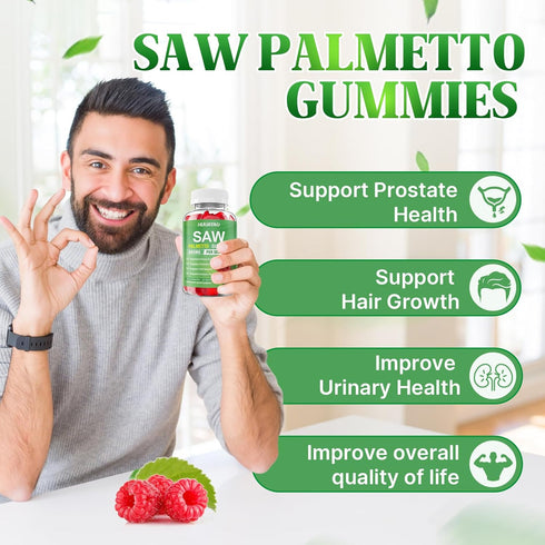 Gummies 600mg 120 Counts Saw Palmetto Saw Palmetto Supplement with Pumpkin Seed Oil, Biotin, Prostate Health