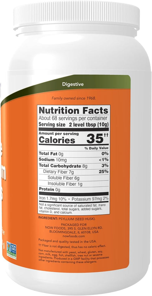 NOW Foods Whole Psyllium Husks, Non-GMO Project Verified, 24-Ounce
