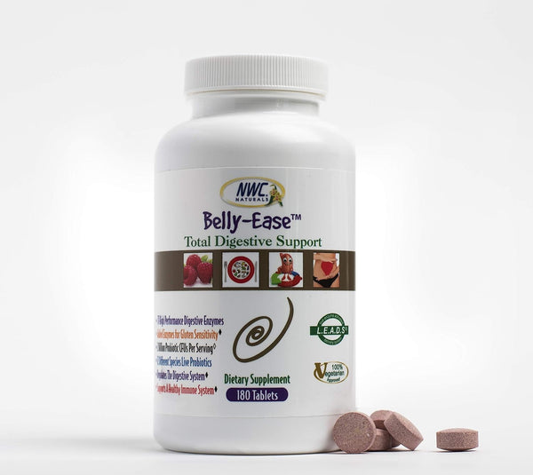 Belly-Ease Healthy Digestive Enzymes Plus Prebiotics & Probiotics, 180 Count Chewable Tablets