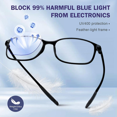 AQWANO Reading Glasses, 4 Pack Blue Light Blocking for Men Women, Lightweight TR90 Flexible Frame, 3.0