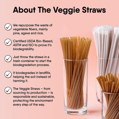 100 PCS 8.25 Inches Unwrapped Biodegradable Straws, Environment Friendly Drinking Straws for Hot and Cold Beverages