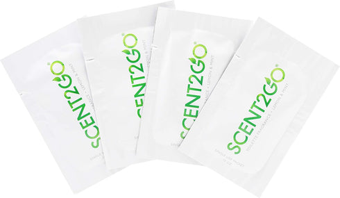 Scent2Go Toilet Fragrance Powder, Slim Travel Size Packet, Plant Based Formula, Lemon + Mint, 40 Single Use Packets