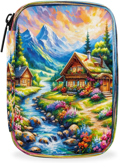 Skerhhux Colorful Forest Spring Pill Case Travel Pill Organizer Weekly 7 Day Portable