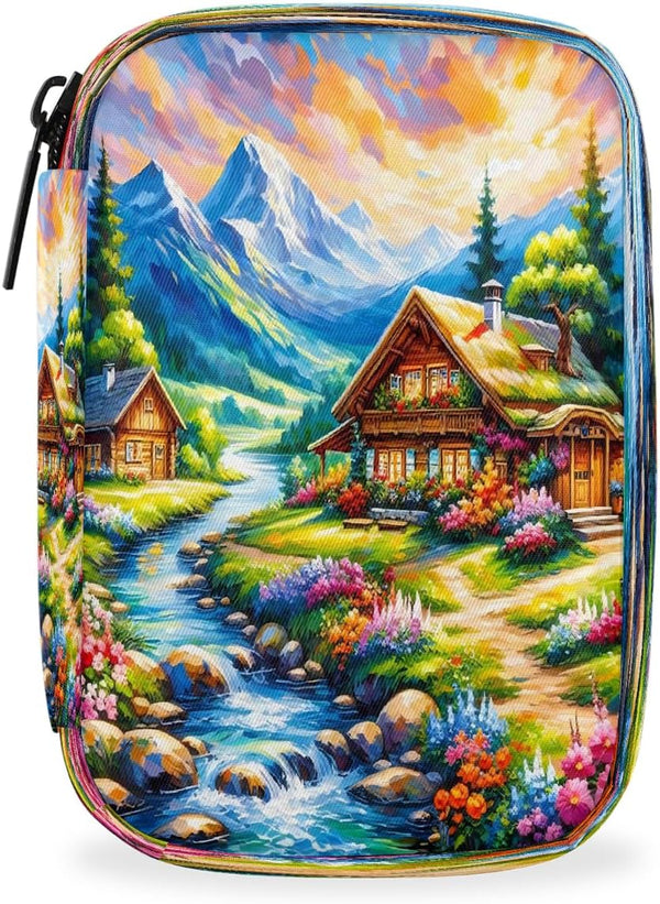 Skerhhux Colorful Forest Spring Pill Case Travel Pill Organizer Weekly 7 Day Portable