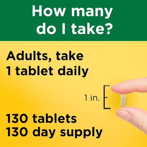 Nature Made Multivitamin Tablets with Iron and Vitamin D3, 130 Count for Daily Nutritional Support