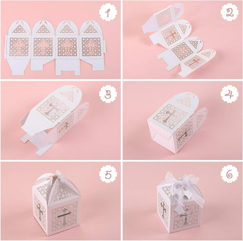 LEMESO 2x2x2in Favor Boxes for Presents, Small Gift Boxes with Ribbon, Party Wedding Favors, Mini Candy Boxes