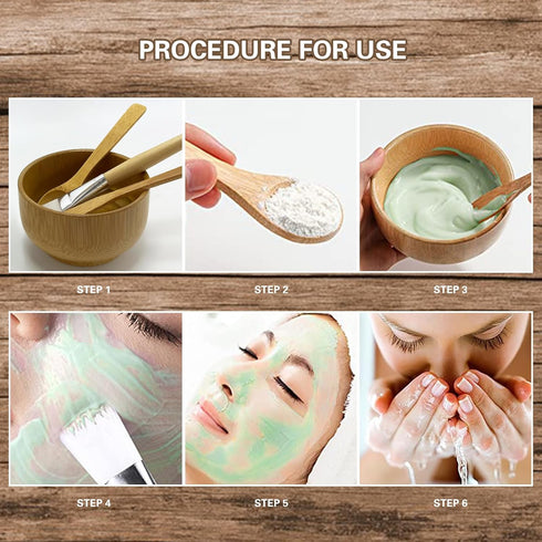 Wood Mask Mixing Bowls 6 Pack, DIY Beauty Spa Tools Kit for Clay Mask, Cosmetic Bowl, Spatula, Brush, Headband