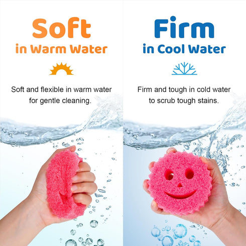 Treeroot 12 Colorful Smile Scrub Sponges, Temperature Controlled Dish Sponge, Bulk Kitchen Sponges for Cleaning, Multi