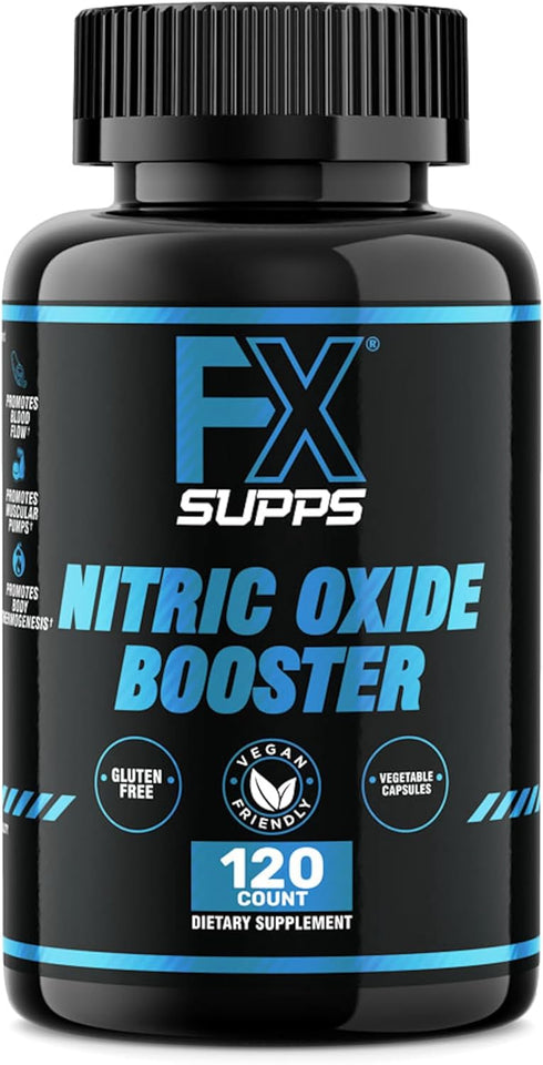 FX Supps Nitric Oxide Booster - Bodybuilding Pre Workout Pills for Men and Women (120 Capsules)