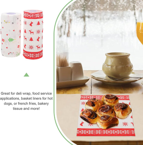 BESTonZON Christmas Kitchen Paper Hand Towels, 2 Rolls, Kitchen Paper Rolls for Oil Cleaning, Christmas Paper Towels