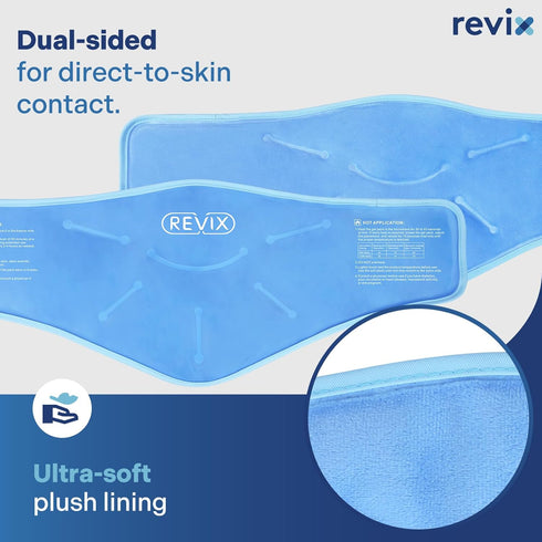 REVIX XL Neck Ice Pack for Injuries, Reusable Neck Cooling Wraps for Pain Relief, Soft Plush Lining Ice Neck Wrap
