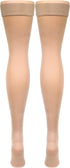 Truform Women's Compression Stockings, 20-30 mmHg, Thigh High Length, Open Toe, Opaque, Medium Beige