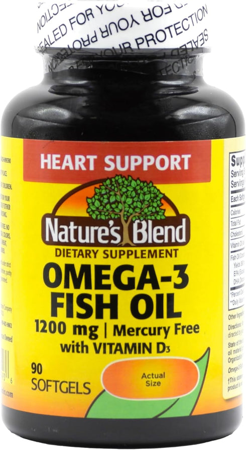 Nature's Blend Omega-3 Fish Oil 1200 mg and Vitamin D3 1000 IU, 90 Softgels