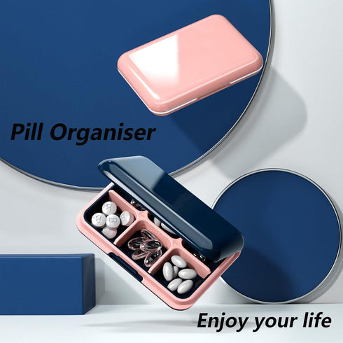 Large Pink Pill Box, Waterproof Travel Pill Case, Portable Daily Pill Container, 6 Compartments, Compact Medicine