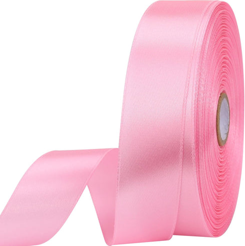 1 inch 50 Yard Pink Satin Ribbon for Gift Wrapping, Wedding, Crafts, Christmas, Floral, Invitation Decorations