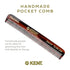 Kent Slim Jim Handmade All Fine Tooth Pocket Comb - Hair Comb for Men, Mustache and Beard Grooming