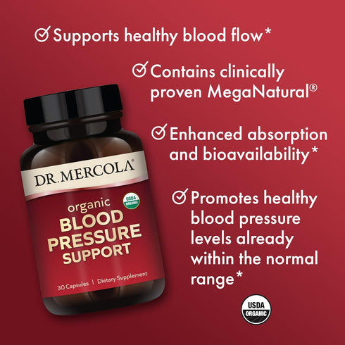 Dr. Mercola Organic Blood Pressure Support, 30 Servings (30 Capsules), Dietary Supplement