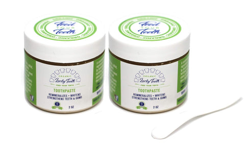 Lucky Teeth Organic Toothpaste-All Natural, Remineralizes and Fortifies Teeth and Gums. (2 oz 2