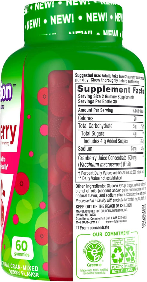 Vitafusion Cranberry Gummies for Women, 500mg Cranberry Juice Concentrate per Serving, 60ct