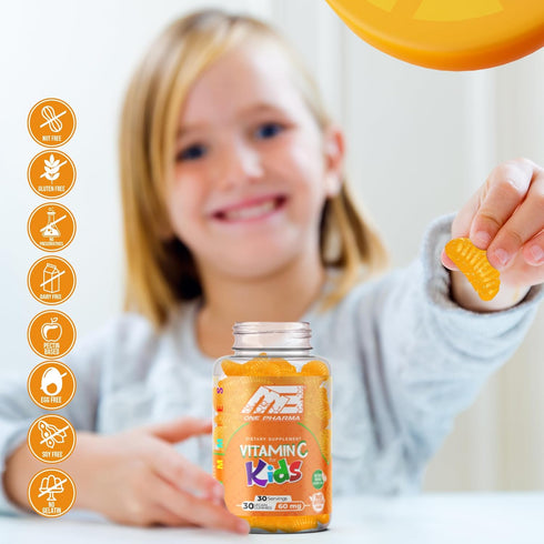 Vitamin C Gummies for Kids, Chewable Dietary Supplement for Immune Support, Natural Orange Flavor, 30 Gummies