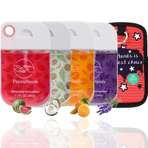 PeppyHands 4 Pcs Hand Sanitizer Spray, Spray Hand Sanitizer Travel Size with 1